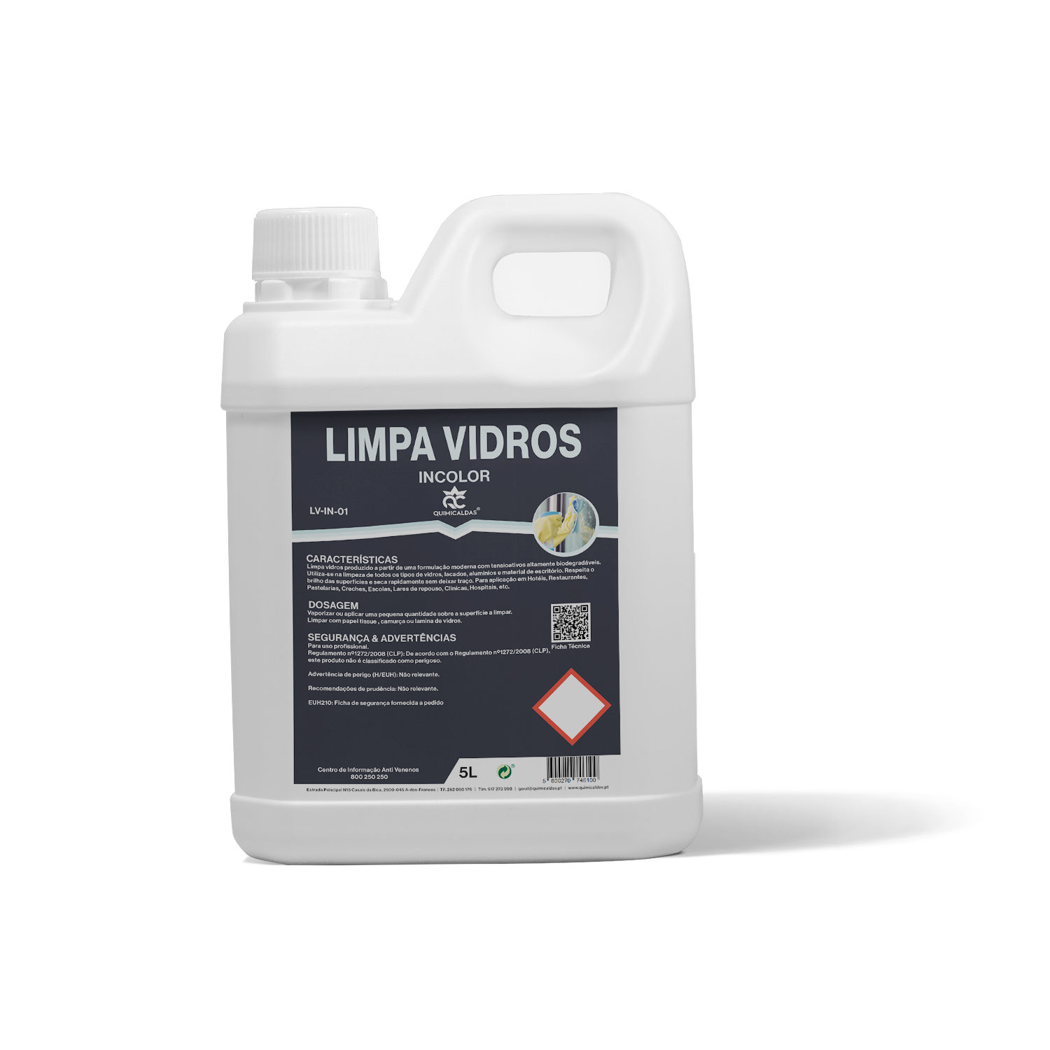 Detergente Limpa Vidros Incolor Quimicaldas 5 Lt.