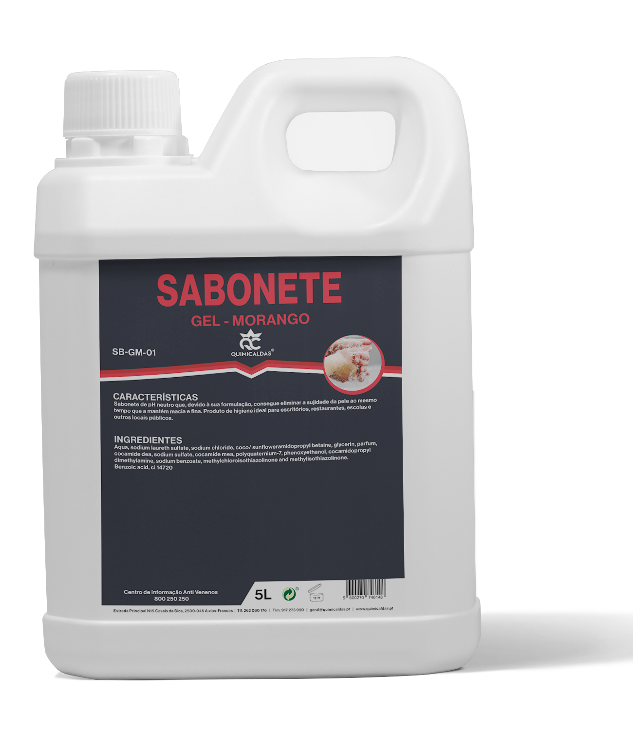 Sabonete Gel Morango Quimicaldas 5 Lt.