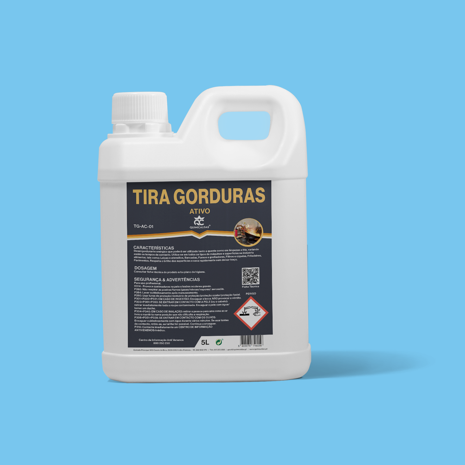 Detergente Tira Gorduras Activo Quimicaldas 5 Lt.