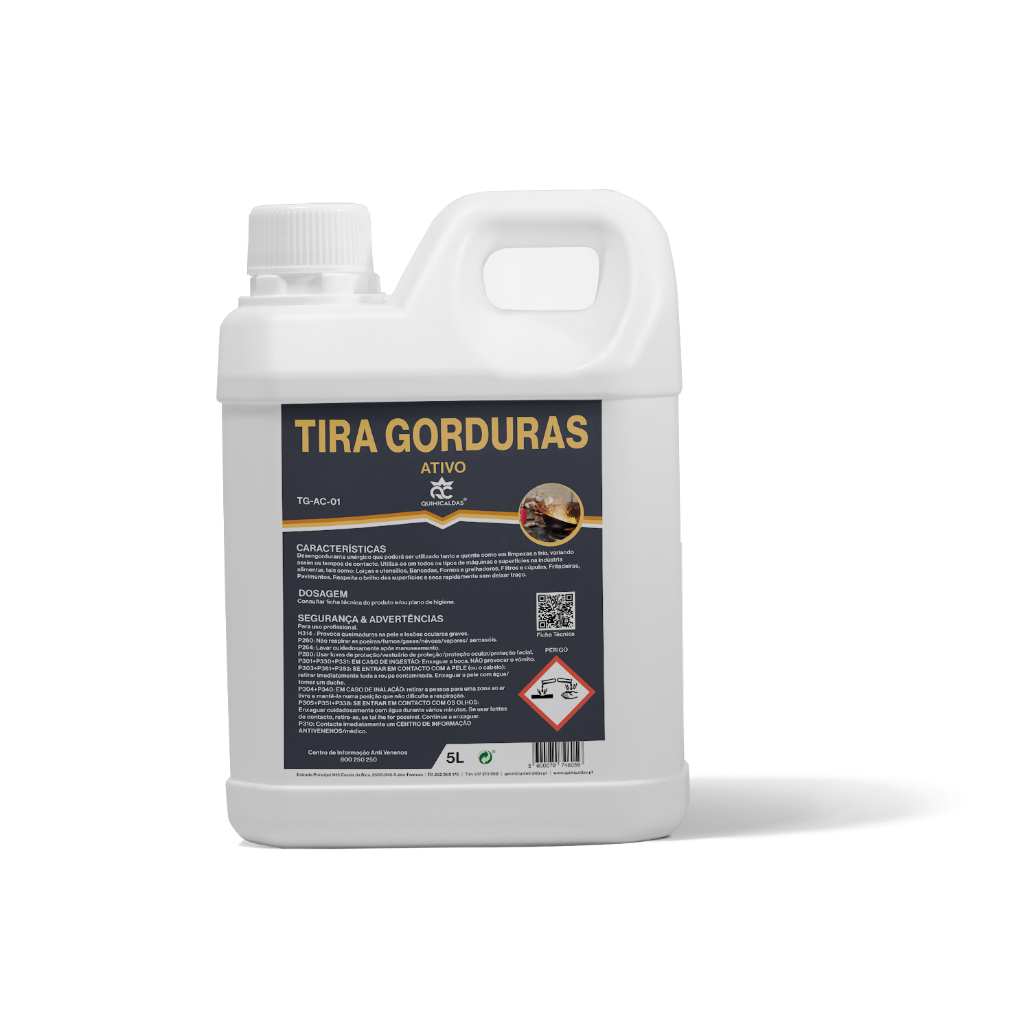 Detergente Tira Gorduras Activo Quimicaldas 5 Lt.