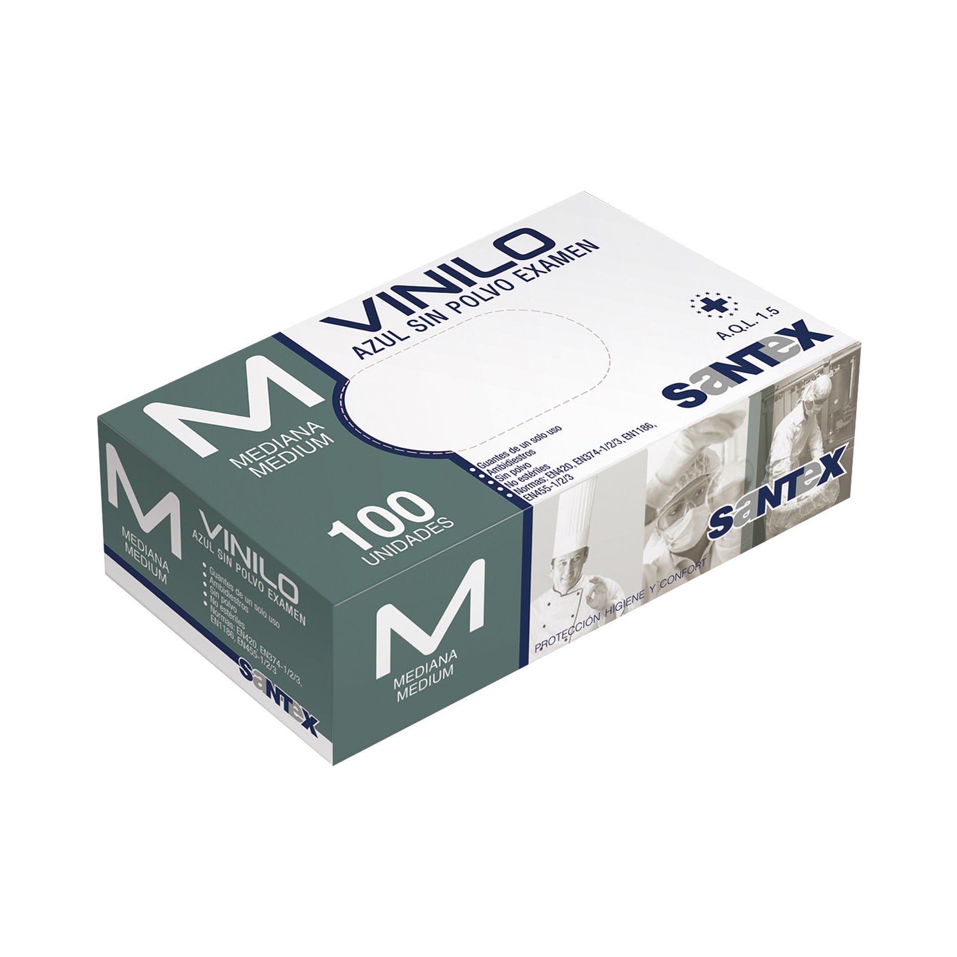 Luvas Vinil Azul M C\100