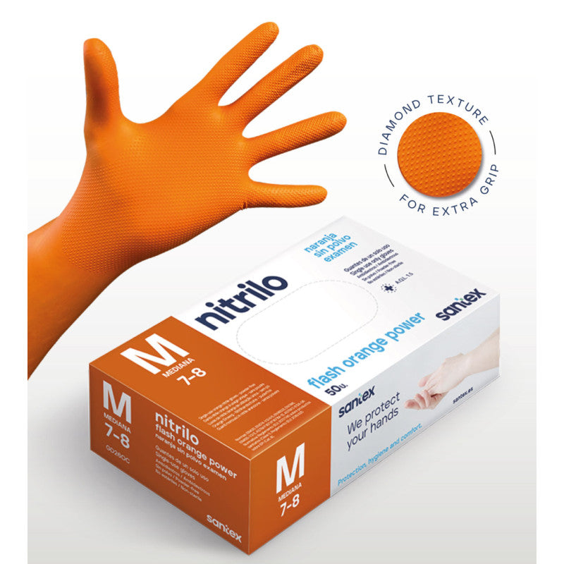 Luvas Nitrilo Laranja Flash Power M C\50